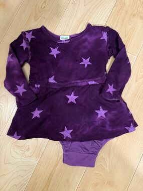 Baby Girl Splendid Purple Popstar Star Long Sleeve Dress Size 18-24 Months